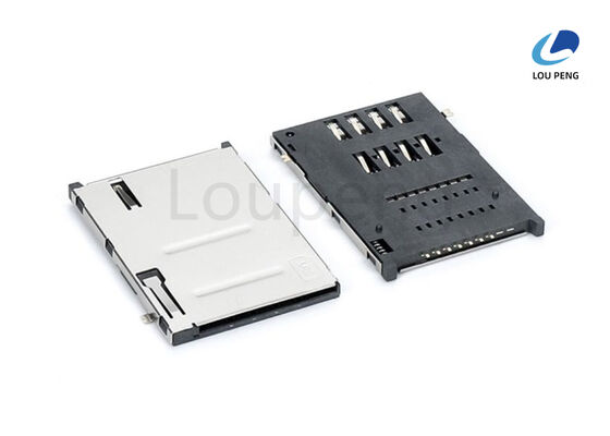 China Hl Temp Plastic UL 94V-0 Rated SIM Holder Connector Gold Plated Contact Operating Temperature Range Minus 40 Celsius Plus 105 Celsius supplier