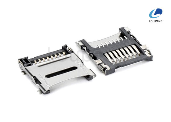 China micro pcb SD push sim card connector 8pin smt，mini sd card socket supplier