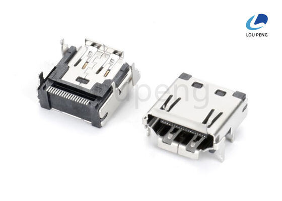 China 19 PIN HDMI Connector Offering 500V AC Rms Withstanding Voltage and 1u Au Contact Finish Ensuring Long Lasting Performance supplier