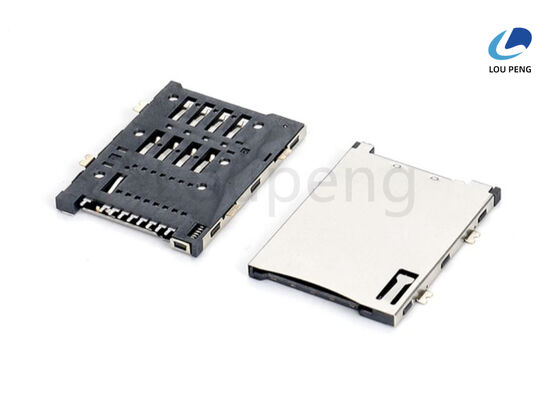 China Hl Temp Plastic UL 94V-0 Rated SIM Holder Connector Supporting IoT Devices with 3 Amps Current Rating and Durable Construction supplier