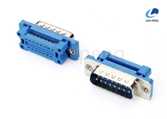 D-SUB Connector DIDC 15pin male blue glue, two-piece riveting, inner buckle (with teeth) supplier