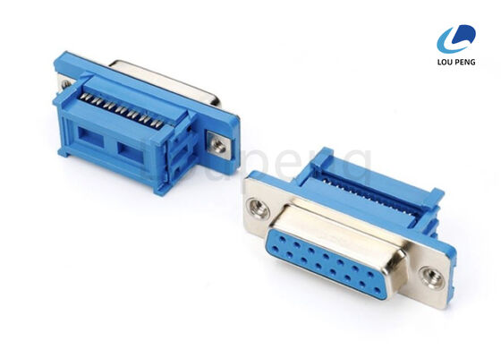 15pin D-SUB Connector DIDC female blue glue, two-piece riveting, inner buckle with teeth supplier