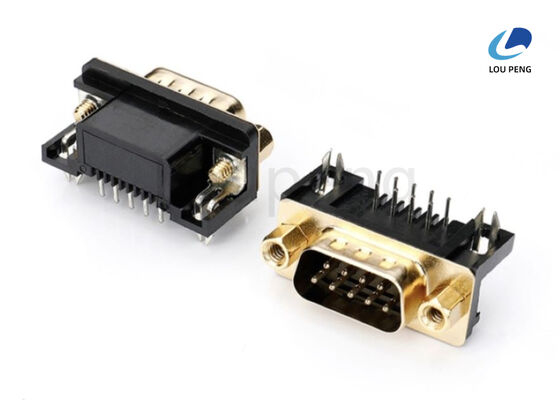 D-SUB Connector 9pin male 8.08, half gold vinyl, gold plated shell, fork lock screws supplier