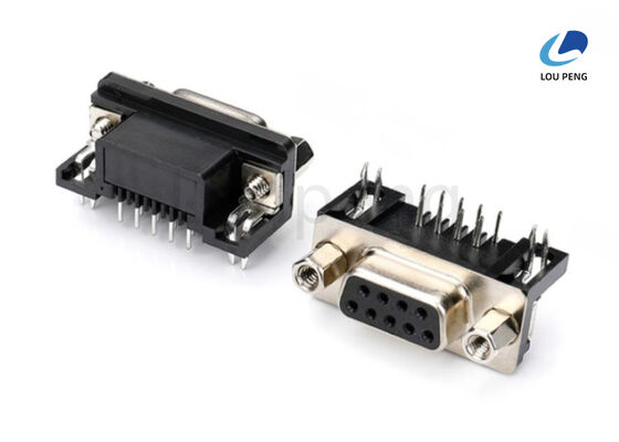 D-SUB 9PIN female 8.08 half gold vinyl, riveted iron harpoon, locking screws, 90 degree supplier