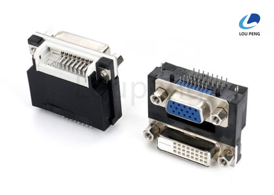 DVI 24+0pin female white + 15pin female D-SUB Connector blue combination, tightened with 4.8 screws, 90 Degree supplier