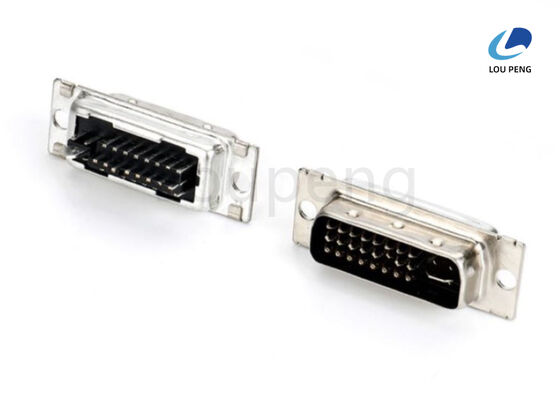 DVI 24+1pin male connector with soldered wire, half-gold black, riveted. supplier