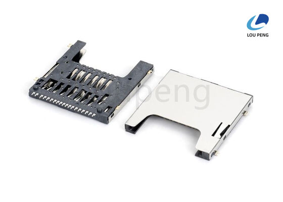 Dielectric Withstanding Voltage AC 50OV Rms SD Card Reader Connector Built Using High Temperature Plastic UL 94V-0 Housing for Data Transfer supplier