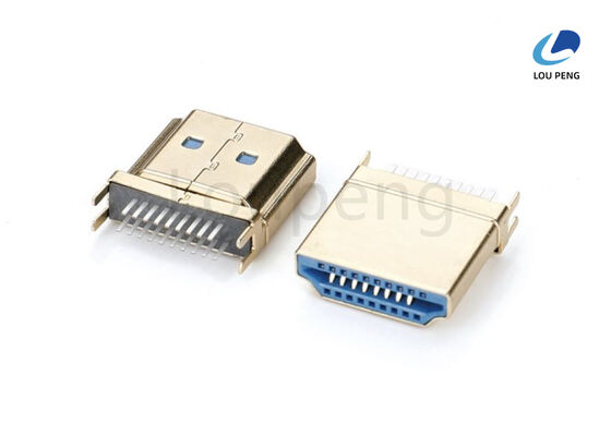 Copper Alloy C2680 Shell Material HDMI Connector Including 1u Au Contact Finish and 30 Milliohms Max Contact Resistance for Data Transmission supplier